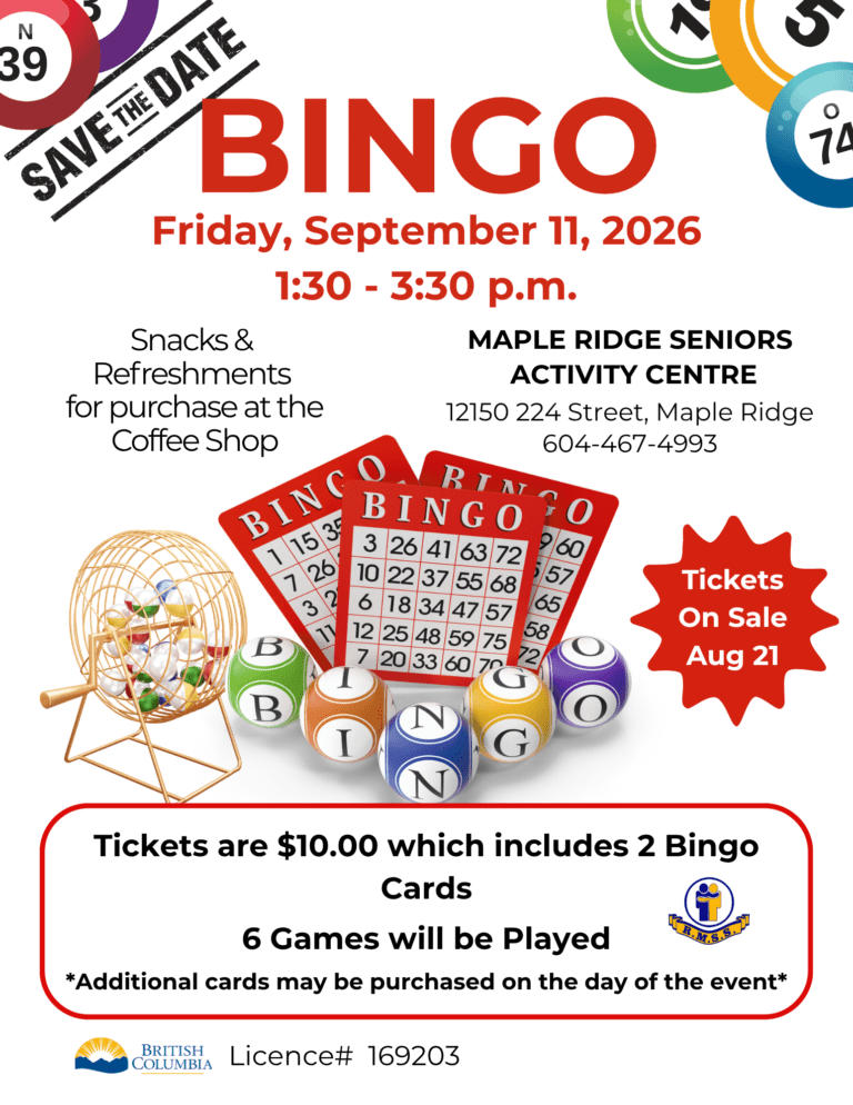 Bingo Save The Date July & Aug